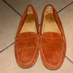 Peter Millar Orange Suede Penny Driver Loafers